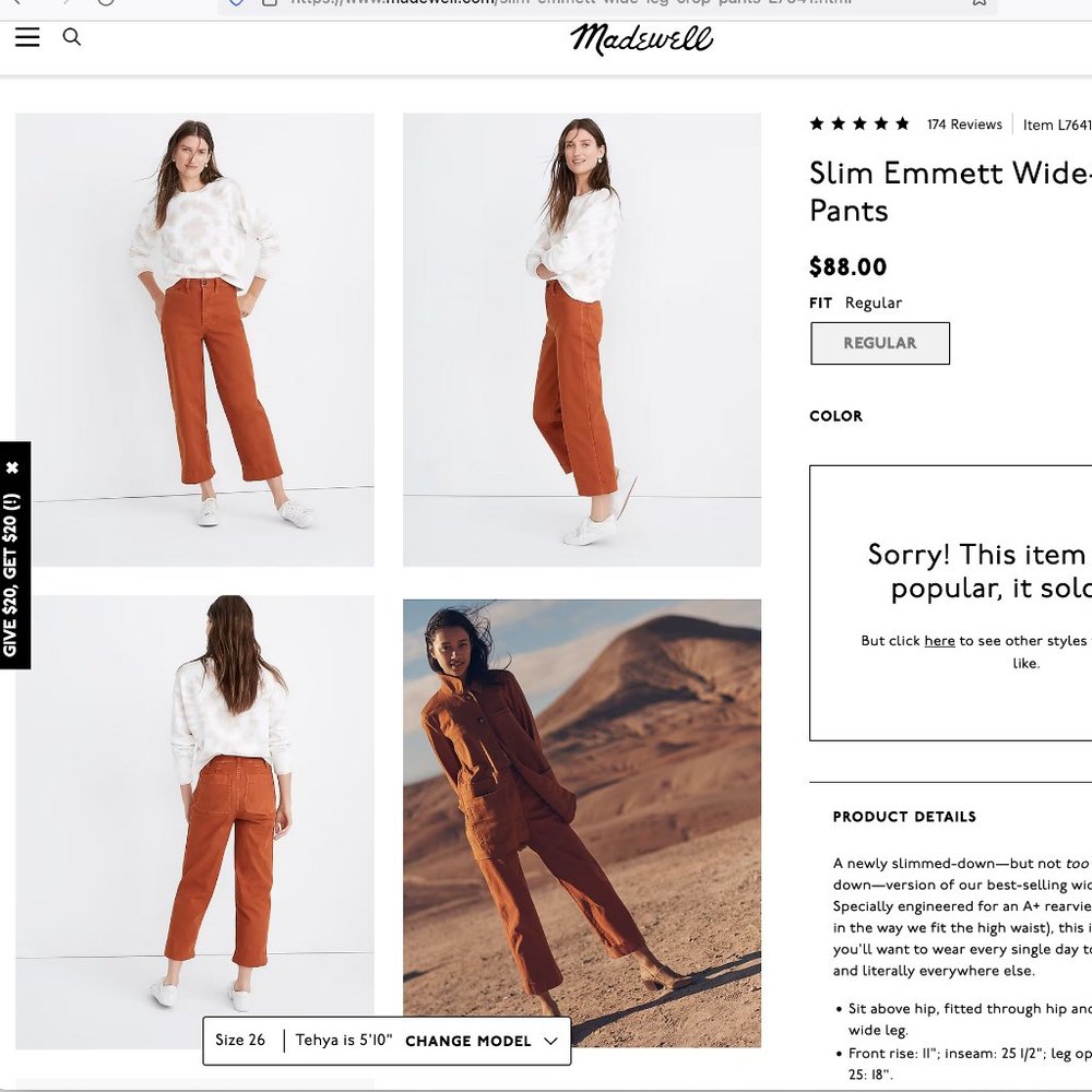 Madewell Slim Emmett crop jeans in size 32